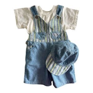 Toddler Denim Overall Set with Cap